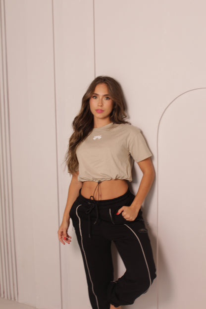 Crop Top Nocturnal Activity BBGIRL2 Beige